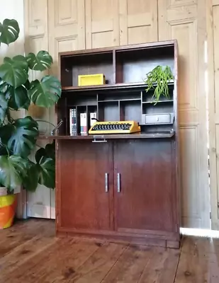 Mid-century Minty Bureau Desk Bookcase With Cupboard Retro • £275