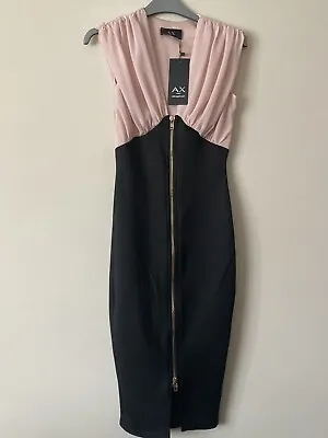 New With Tags Gorgeous Ax Paris Dress Size 8 Nude Black Full Front Zip • £6
