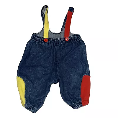 Vintage 90s Hopscotch 0-6 Months Baby Boys Overalls Color Patches • $22