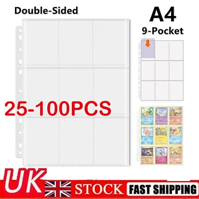 Double-Sided 9-Pocket Pages Trading Card Sleeves Pages Collectors For Pokemon UK • £1.99
