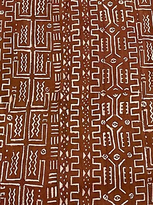 African Bogolan Textile Brown And White Mud Cloth  65  By 38  • $90