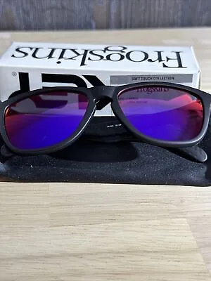 Oakley Frogskins 24-399 Soft Touch Carbon +Red Iridium Lenses Red Blue Purple • $250