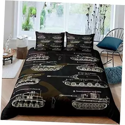  Tank Comforter Cover War Theme Duvet Cover Soldier Dirt Bike Twin Multi 20 • $53.98