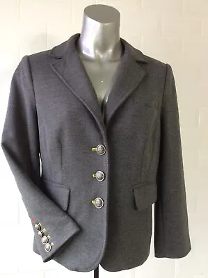 Size 12 Grey Marl Jacket Metal Military Buttons Goth Steampunk Whitby Spring • £17