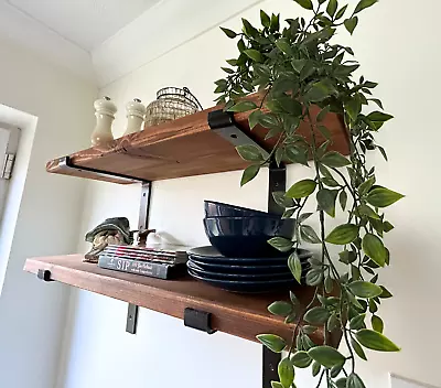 £9.99 • Buy Handmade Wooden Shelf Scaffold Board Rustic Industrial Solid Wood +2 Brackets