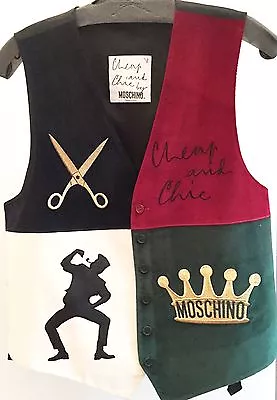 MOSCHINO CHEAP AND CHIC By MOSCHINO 1990 Velour Vest Sz 40 GOLDEN CROWN VINTAGE • $249