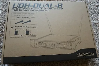 NIB VOCOPRO UDH-DUAL-B Dual Channel UHF Wireless Mic System W/ Mic-on-Chip Tech • $127.49