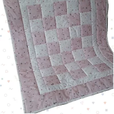 Handmade Patchwork Baby Quilt For Cot/Crib In Pink And White • £39.50