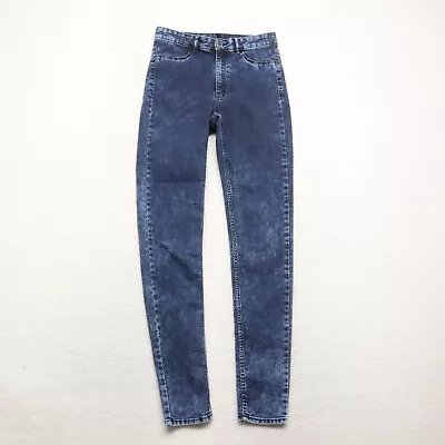 H&M Divided Women's Size 8 Blue Skinny Acid Wash Cotton Blend Stretch Denim Jean • $12.17
