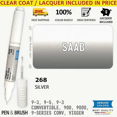 268 Touch Up Paint For Saab Silver 9 3 5 CONVERTIBLE 900 9000 SERIES CONV VIGGEN • $14.99