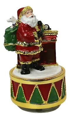 Musical Christmas Ornament - Festive Windup Enamelled Santa Revolving Figurine • £18.99