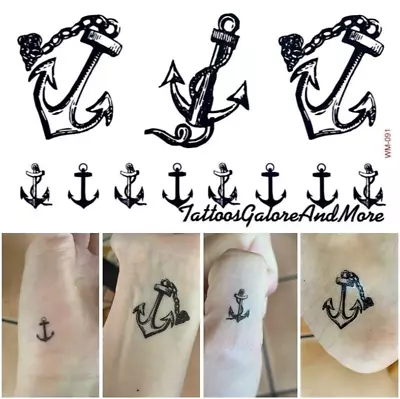 Mini Anchor Tattoo Nautical Temporary Tattoo Black Grey Sailor Costume • £2.85