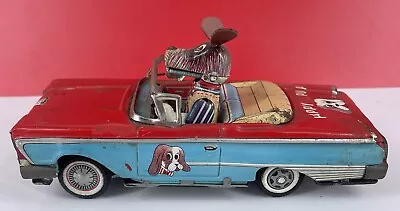 Vintage Alps Japan Tin Happy Pup Car Friction 8  Works Sporadically Ford Convert • $175