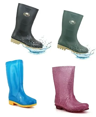 Girls Boys Wellington Boots Waterproof Snow Rain Children Wellies Size Uk 10-6 • £12.99