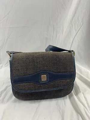 Genuine Vintage LANVIN Suede And Leather  Blue Grey Flap Shoulder Bag Purse • $250