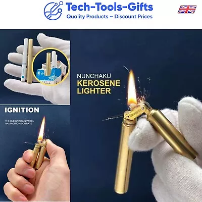 £12.99 • Buy Retro Cigarette Kerosene Lighter Vintage Brass Windproof Wheel Mini Pocket - UK