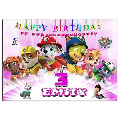 C110 Pink; Large Personalised Birthday Card Custom Made For Any Name; PAW Patrol • £4.50