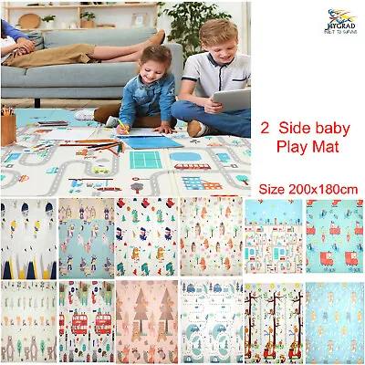 Play Mat 2 Side Baby Kids Crawling Soft Blanket Folding Waterproof Floor Carpet • £21.90