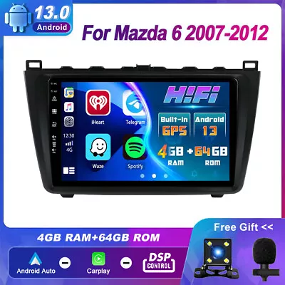 For Mazda 6 2007-2012 Car Stereo Radio Android 13 GPS CarPlay Navi 2DIN RDS 64GB • $331.99