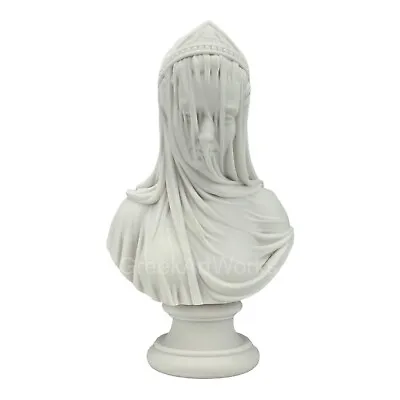 The Veiled Maiden Lady Bust Sculpture By Monti 1875 Cast Marble Statue 6.69 In • $45