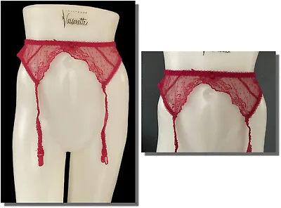 Berry Red Vintage Tulle Lace Sheer Sexy Feminine Garter Belt Small 22-28 • $14.99