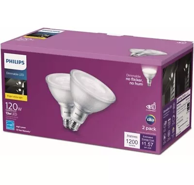 Philips 120W Replacement Dimmable PAR38 LED Bright White Flood Light Pack Of 2 • $35