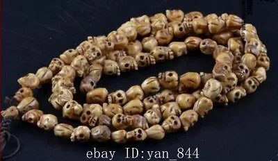 Rare 108 Bead Buddhism Tibetan Yak Bone Skull Meditation Prayer Mala Necklace • $29.99