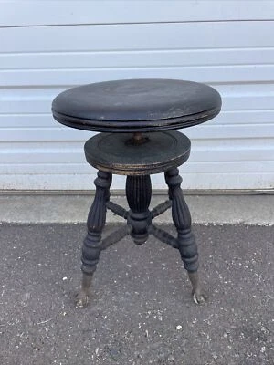 $149.99 • Buy Vintage WOOD PIANO STOOL Organ Claw Foot Victorian Wooden Seat Antique Ball Feet