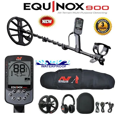 Minelab EQUINOX 900 Multi-IQ Metal Detector With 2 Coils + Detector Carrybag • $1214