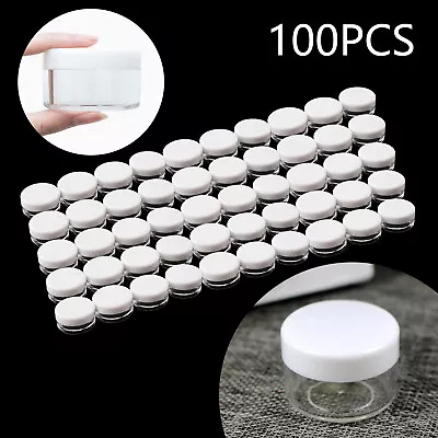 100X3ML Transparent Plastic Small Sample Jar Cream Cosmetic Nail Polish Storage  • £8.39