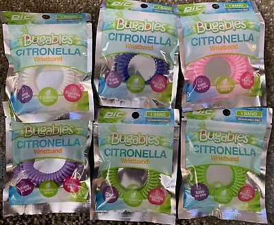 Bugables Citronella Wristband Reusable Lot Of 6 Variety Of Colors NEW • $7.99