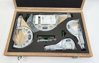 New Mitutoyo 103-930 Outside Micrometer Set W/ Standards Ratchet Stop - 4 Piece • $429