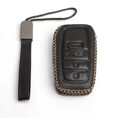 Black Leather 4 Buttons Smart Key Fob Cover Chain Case For 2021-up Toyota Venza  • $14.49