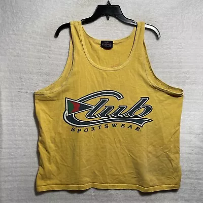 Vtg 90s Club Sportswear Tank Top Shirt Mens Large Yellow Crop Style Pullover • $9.50