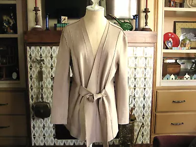 Zara Basic Jacket Blazer Soft Faux Suede Belt Front Large Taupe W/ Mauve Undertn • $24.95