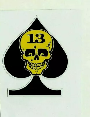  13 SPADES SKULL  MOTORCYCLE Vinyl Decal Sticker  CAFE RACER CHOPPER INDIAN BSA  • $3.69