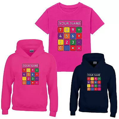 Personalised Calculator Maths Day T Shirt Numbers School Kids Boys Hoody • £8.99