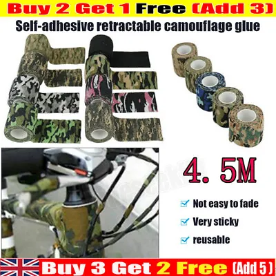 4.5M Self-adhesive Camo Wrap Cycling Hunting Camo BandageStealth Tape Non Woven • £2.79