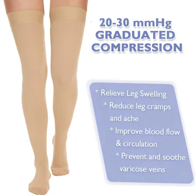 Medical Thigh High Compression Stockings 20-30mmHg Socks Firm Hose Surgery Edema • $16.13