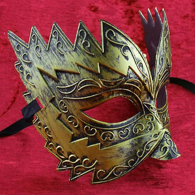 Gold Titan Mens Masquerade Mask Burnished Venetian Eye Mask Masked Ball Male • $22.60