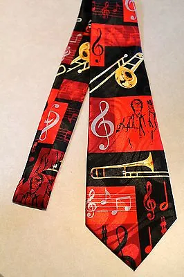 $13.99 • Buy   Trombone's / Musical Notes On A Black Polyester Neck Tie !Harris 58'' L 3.8 W