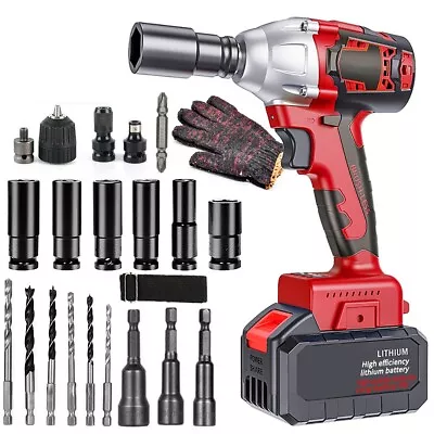 21V Cordless Impact Wrench 1/2  520Nm High Torque Brushless Driver 2PCS Battery • $65.99