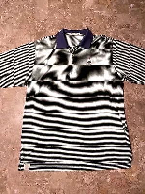 Peter Millar Green Striped Polo Shirt Large Merion Golf Club Cotton • $34.88