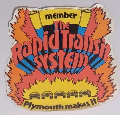 Plymouth Mopar Member Rapid Transit System Sticker 1970 1971 Original Vintage • $24.99