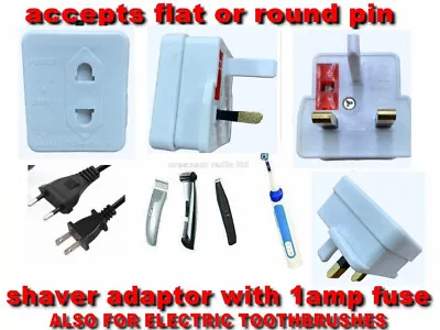 Shaver Adapter Fused Electric Plug For Shaving Epilator Toothbrush • £3.98