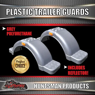 X2 Grey Plastic Trailer Mudguard & Steps Suit 13  Or 14  Wheels. Boat Jetski • $77