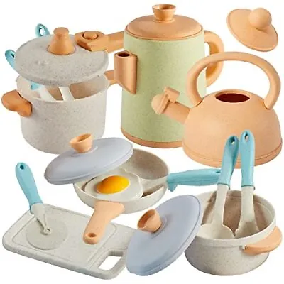 $59 • Buy BUYGER Pretend Play Kitchen Accessories Toys Set Cookware Pots And Pans Cooki...