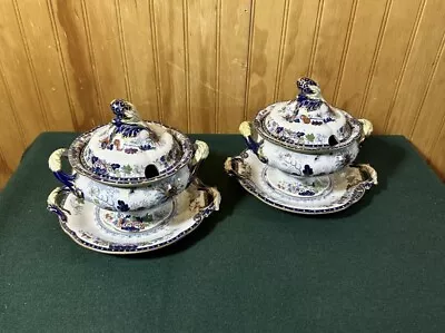 ANTIQUE BROAD STREET PORCELAIN STONE CHINA HICKS & MEIGH C1800 SAUCE TUREEN (2) • $299.99