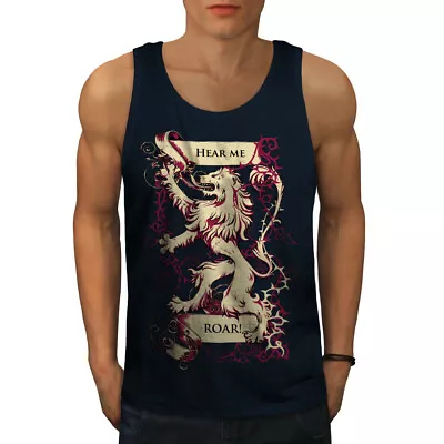 Wellcoda Hear MeLion Mens Tank Top Rampant Flag Active Sports Shirt • £14.99