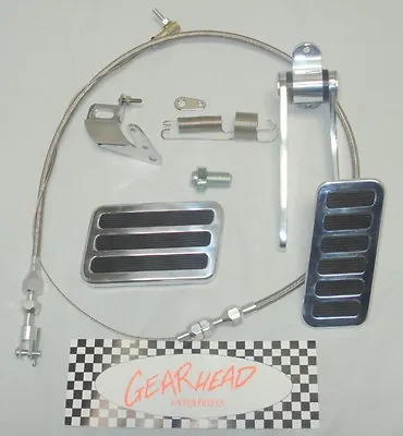 XL Large Aluminum Street Rod Brake Pad Gas Pedal Throttle Cable Kit Chevy Billet • $88.87